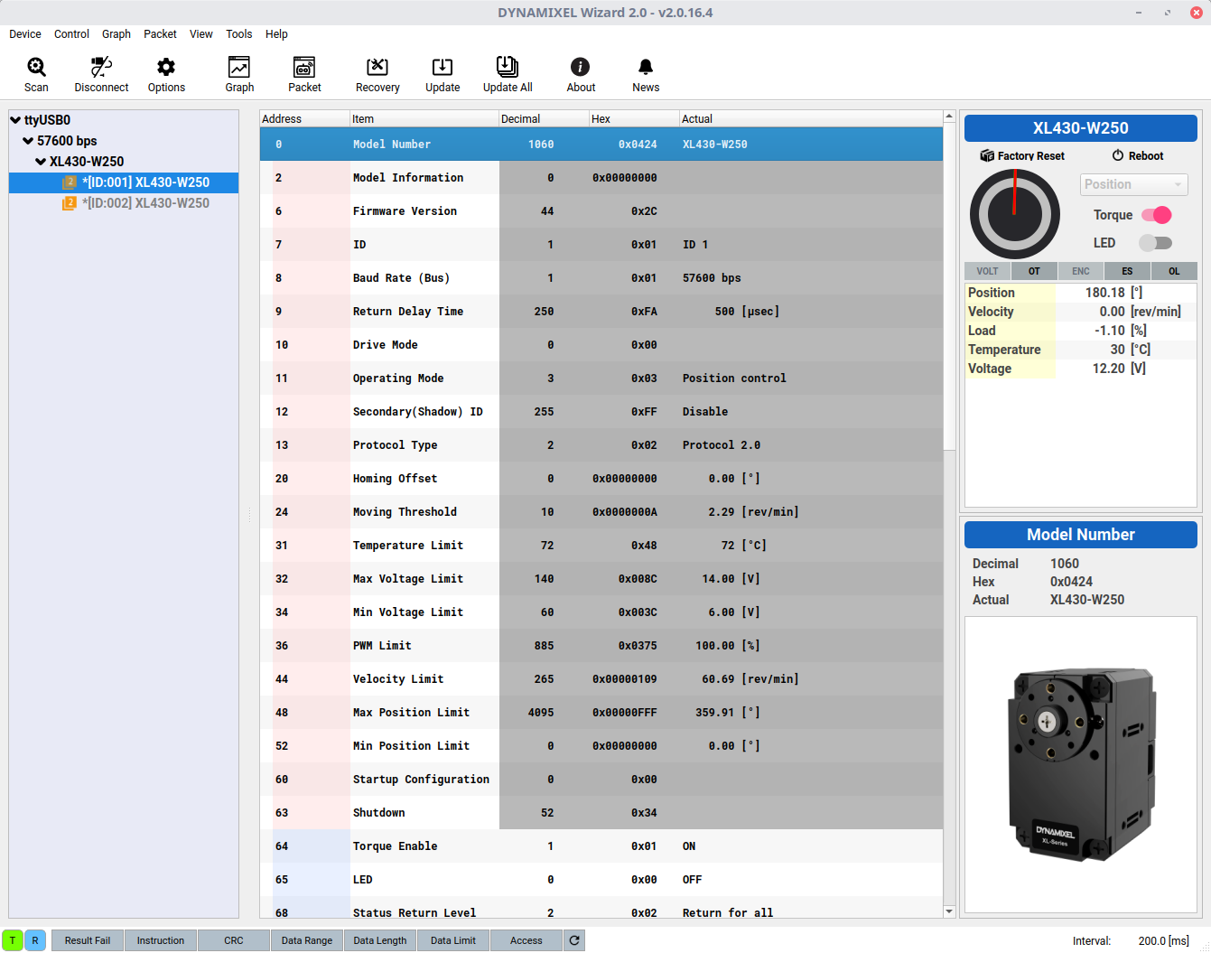 Screenshot Dynamixel Wizard